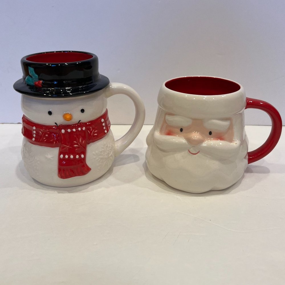 Hallmark BIG Holiday Coffee Beverage Mugs - Santa and Frosty